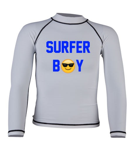 UnSponsored Kids Surfer Boy Long & Short Sleeve White Rashguard Swim Shirt