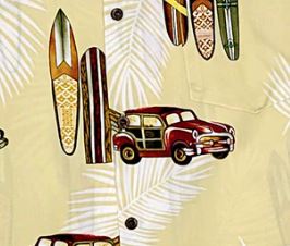 Woody Surfboard and Surfboard Rayon Hawaiian Shirt